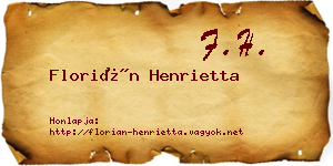 Florián Henrietta névjegykártya